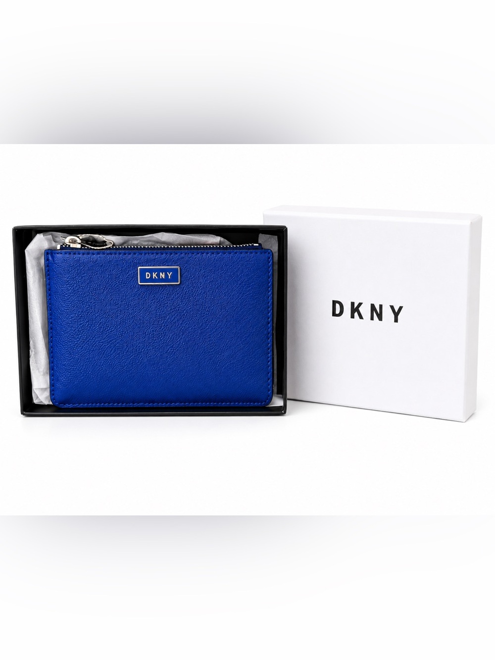DKNY Gigi Royal Blue Leather Zip Card wristlet Wallet